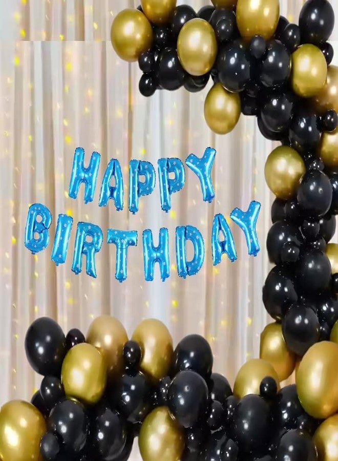 FOOGAA Happy Birthday Black Gold With Blash Blue Banner Decoration Kit Combo (Set of 30) - Image 1